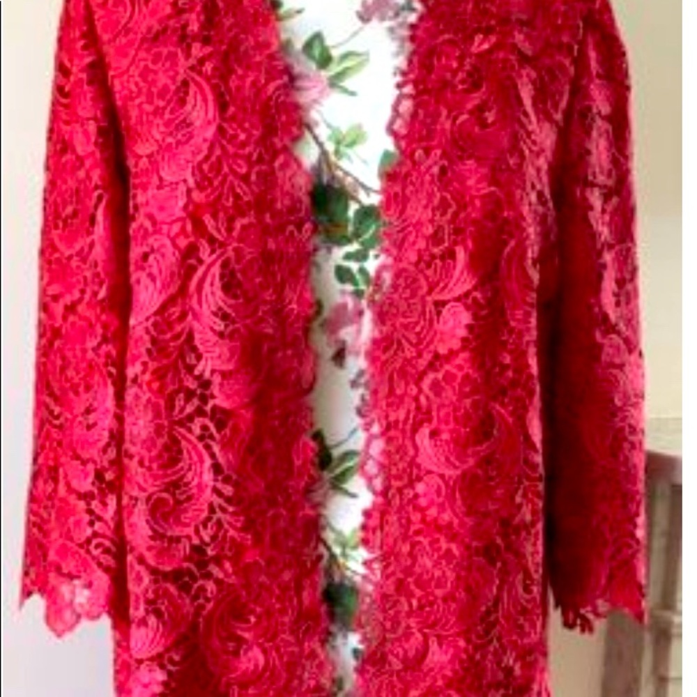 Jacques vert red lace dress coat